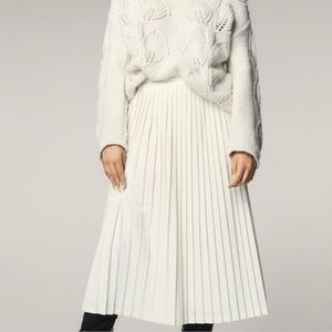 Massimo Dutti Pleated Off White Skirt